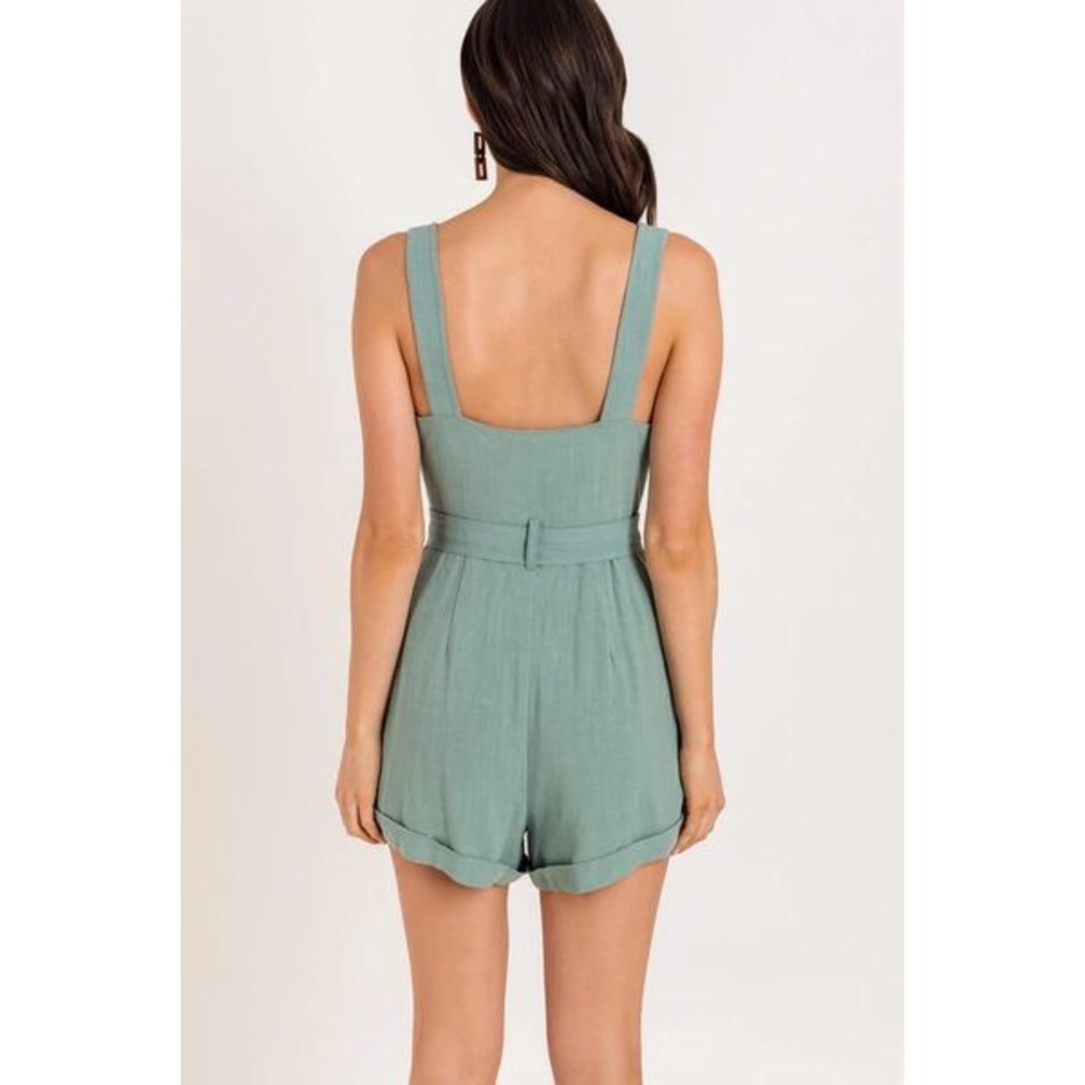 LUSH COCONUT BUTTON ROMPER | Sage - Picture 4 of 5